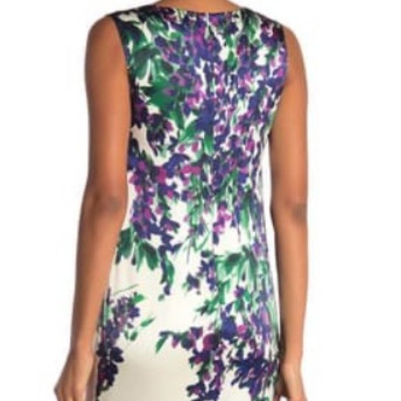 ST. JOHN Budding Floral Silk Charmeuse Sheath Marked down By $140 - Picture 2 of 12
